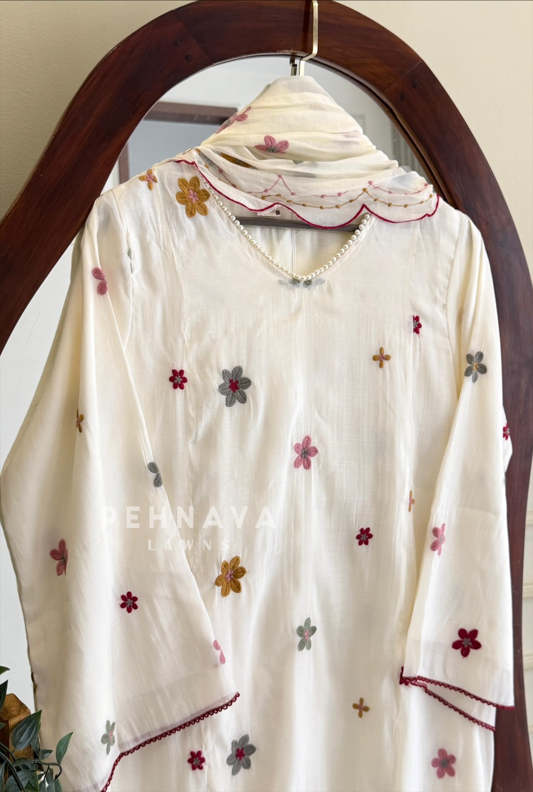 Floral Embroidered Three Piece Set