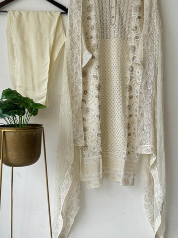 Georgette Chikankari Embroidered Suit-No.12 - Pehnava Lawns
