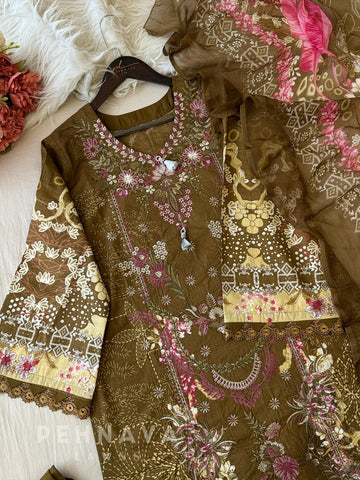 Floral Embroidered Cotton Suit -4107