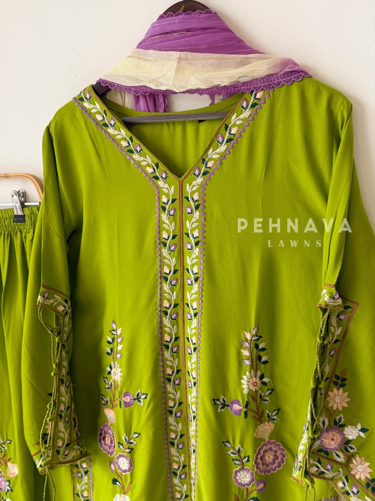 Floral Embroidered Three Piece Suit