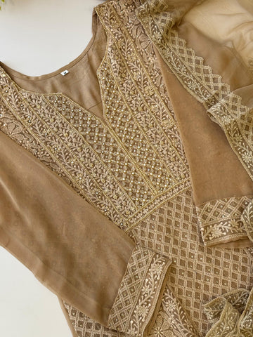 Pure georgette Chikankari embellished suit