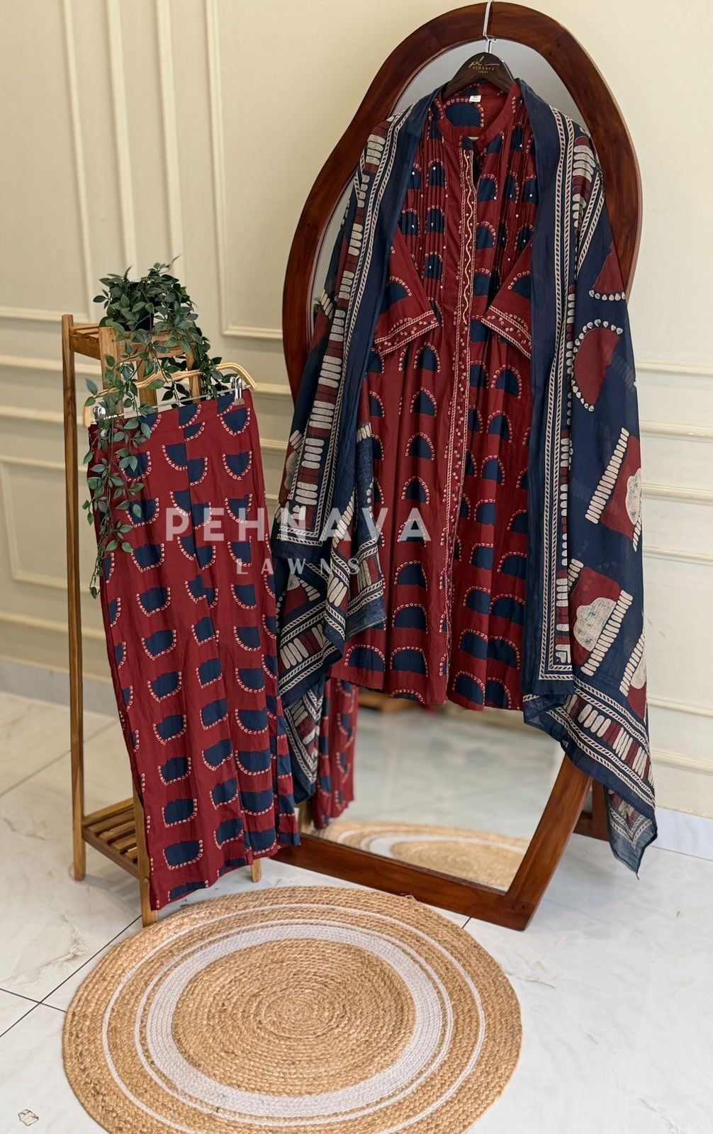 Front Pleated Printed Suit