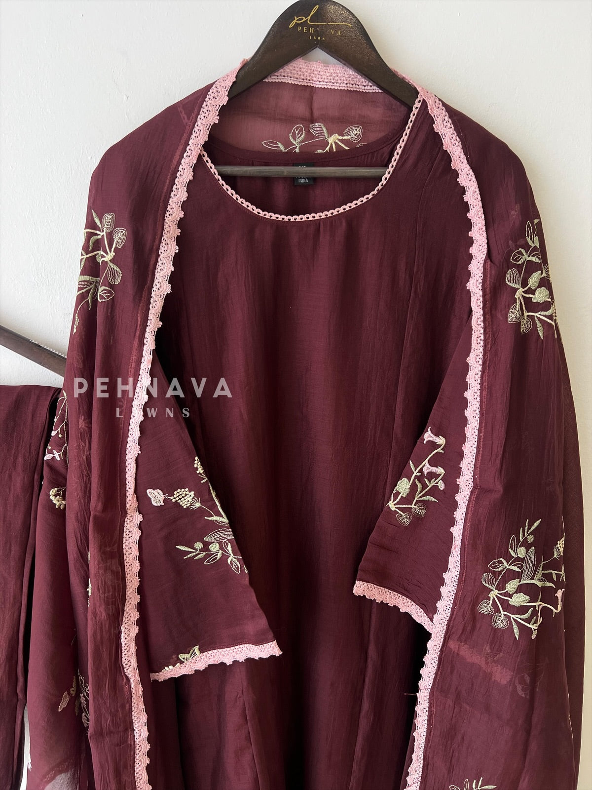 Lace-Trimmed Embroidered Suit-4139 - Pehnava Lawns