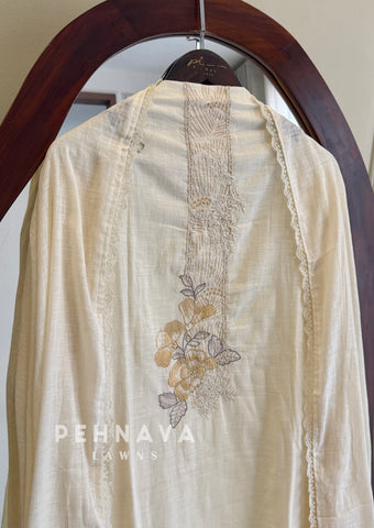 Floral Embroidered Linen Unstitched Suit-L105