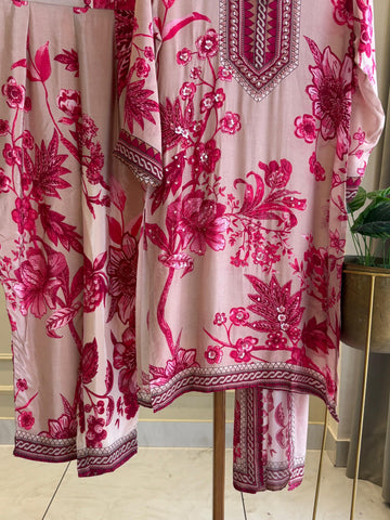Premium Pink Floral kurta