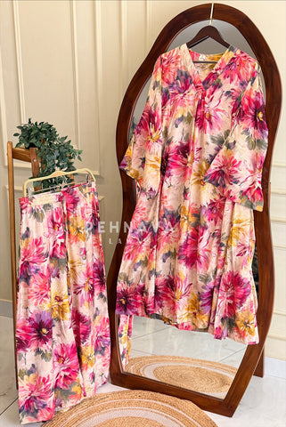 V-Neck Printed Co-ord Set