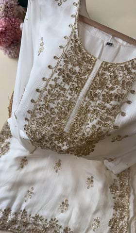 Pure Chinnon  handworked  Salwar
