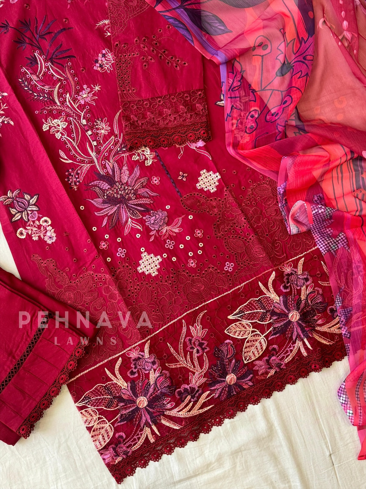 Floral Embroidered Suit Set-1661