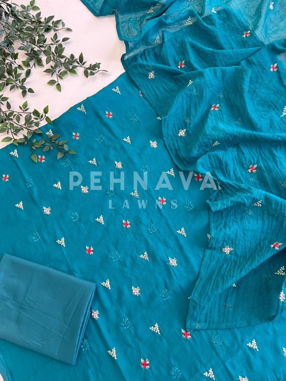 Unstitched Chanderi Buti Suit Set