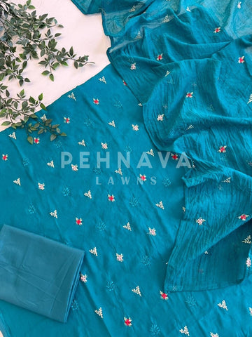 Unstitched Chanderi Buti Suit Set