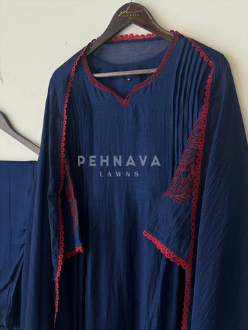 Pure chandheri Pleated Suit - Pehnava Lawns