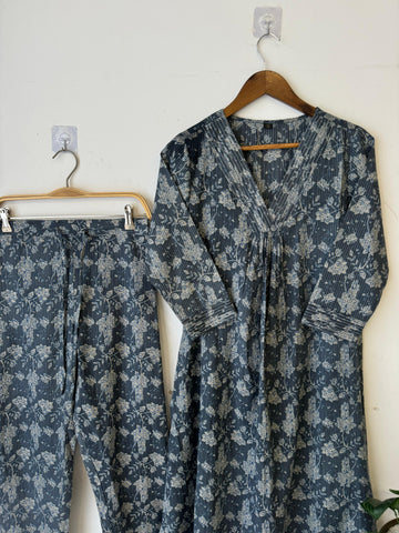 Cotton Two Piece Co-ord Set - BLUE