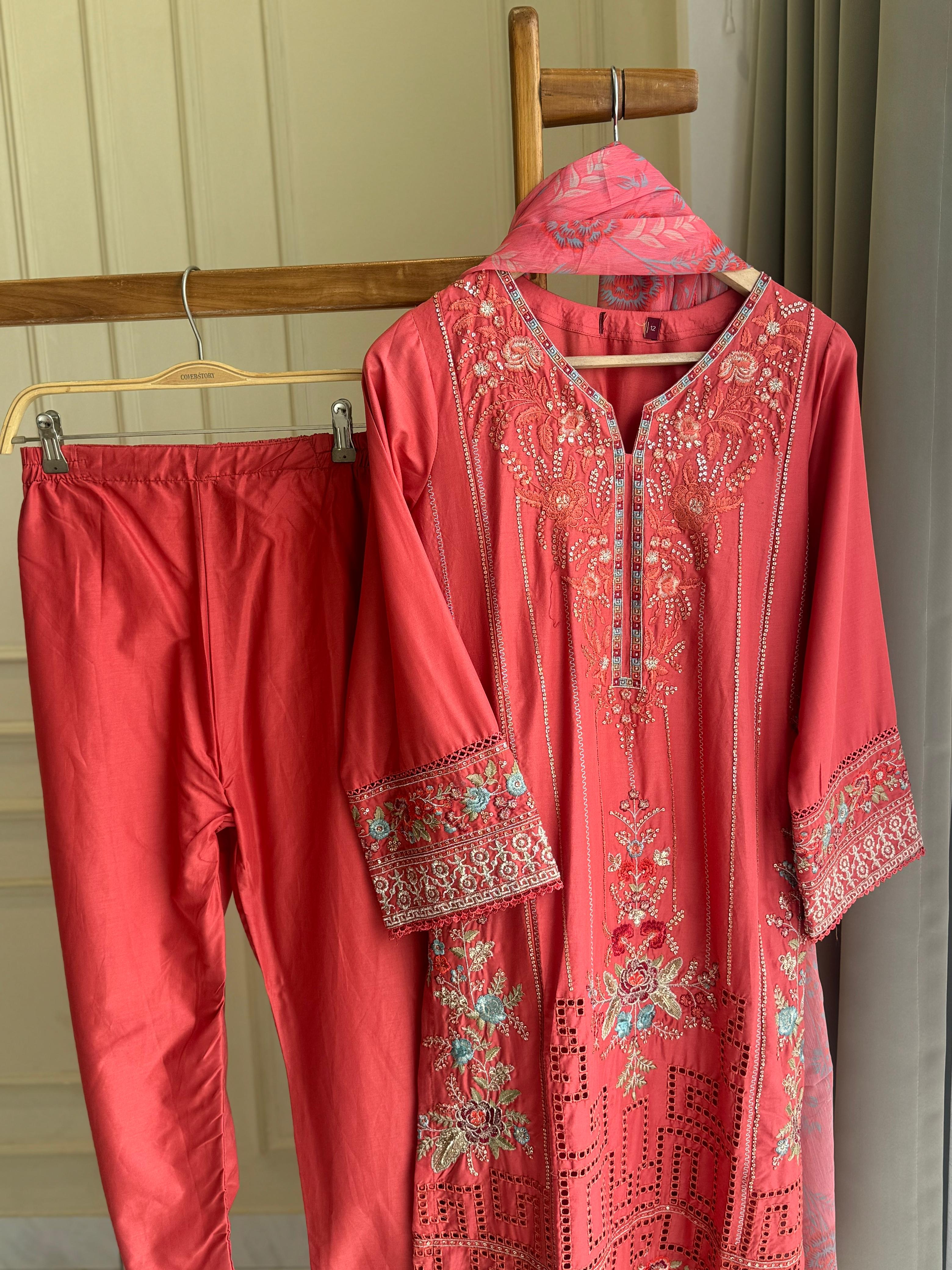 Binsaeed Pakistani Embroidered lawn Suit-0850