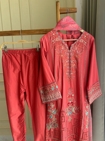 Binsaeed Pakistani Embroidered lawn Suit-0850