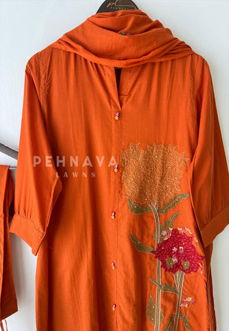 Orange Embroidered Suit No.26