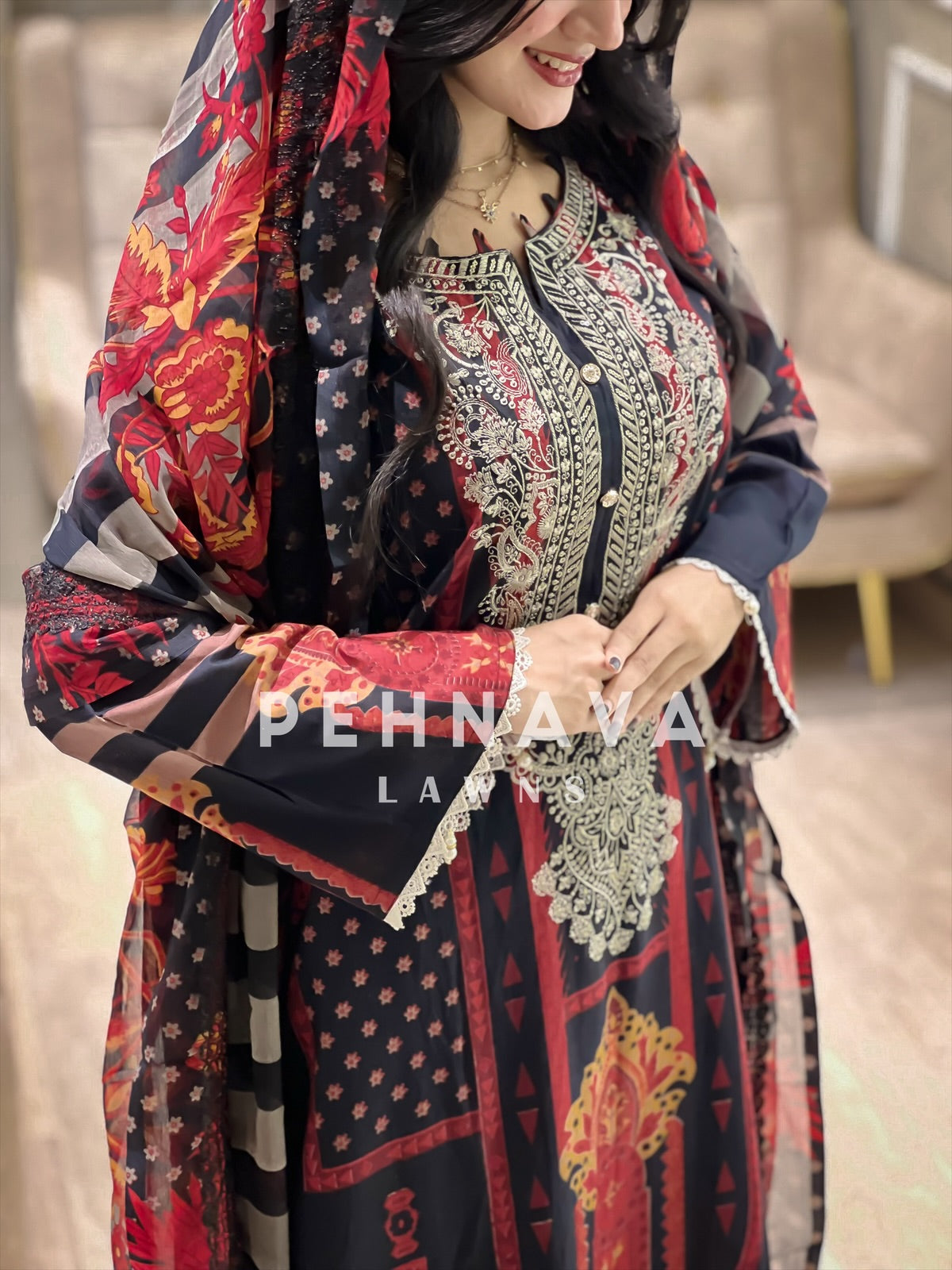 Black Printed Casual Suit