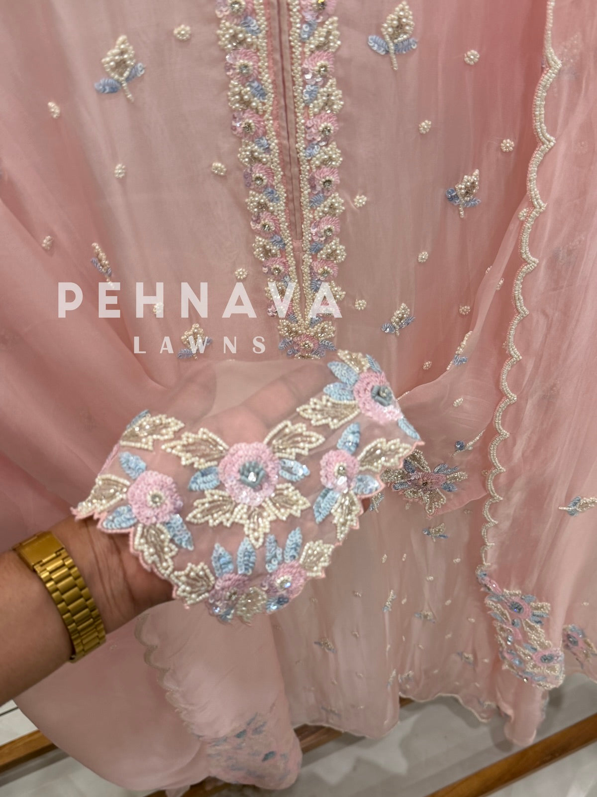 Semi-Stitched Chiffon Suit, Organza Dupatta