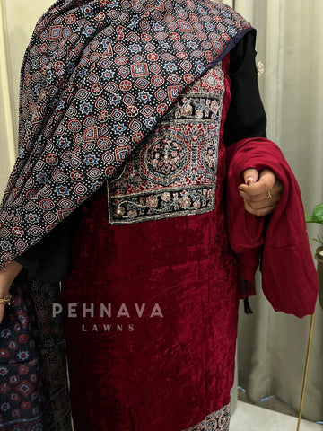 Velvet Touch Ajrakh Suit - Pehnava Lawns
