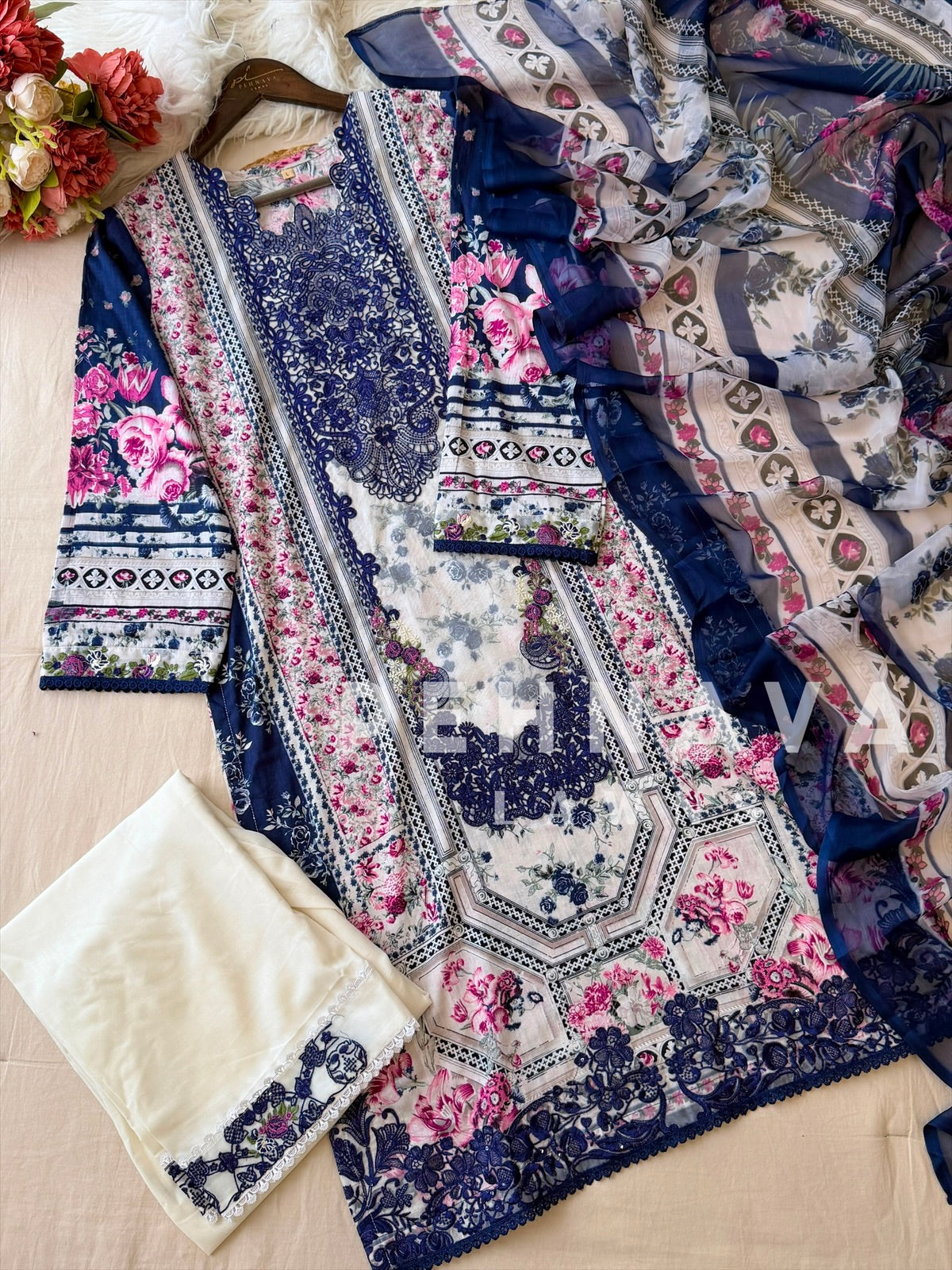 Signature Embroidered Lawn Unstitched Suit 1848