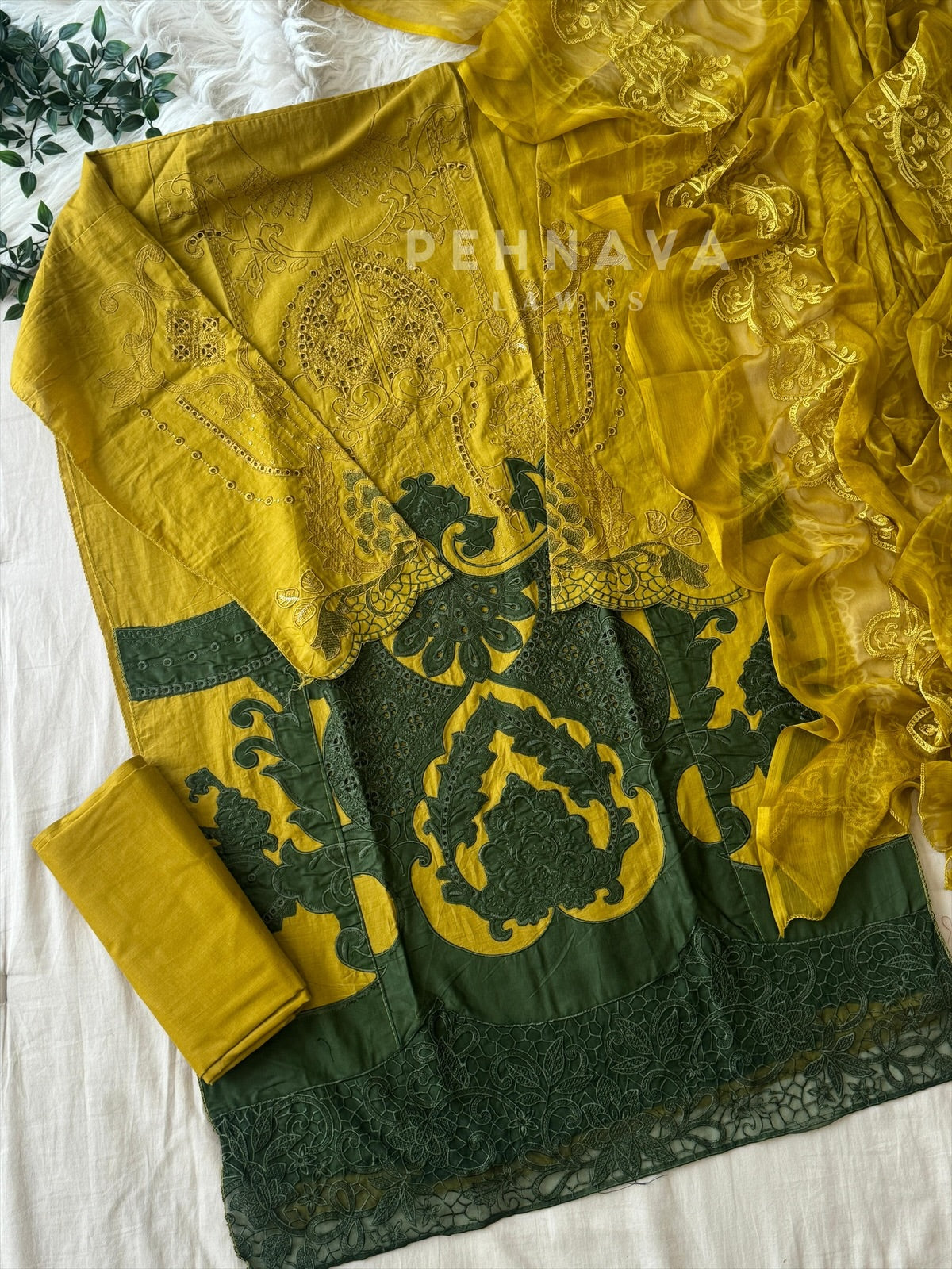 Multi Shaded Suit With Appliqué Design-1286 - Pehnava Lawns