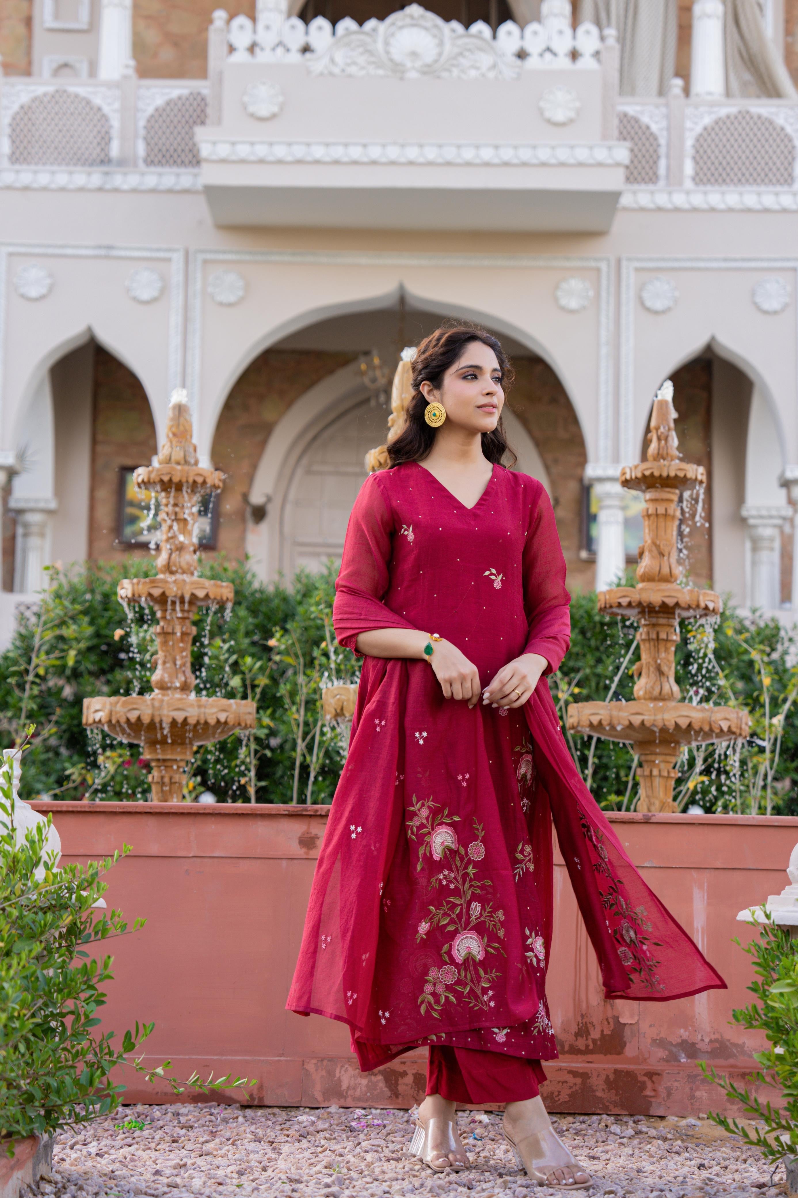 Premium mul chandheri embroidered  suit-4706