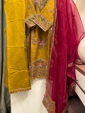 Organza embroidered suit-1252
