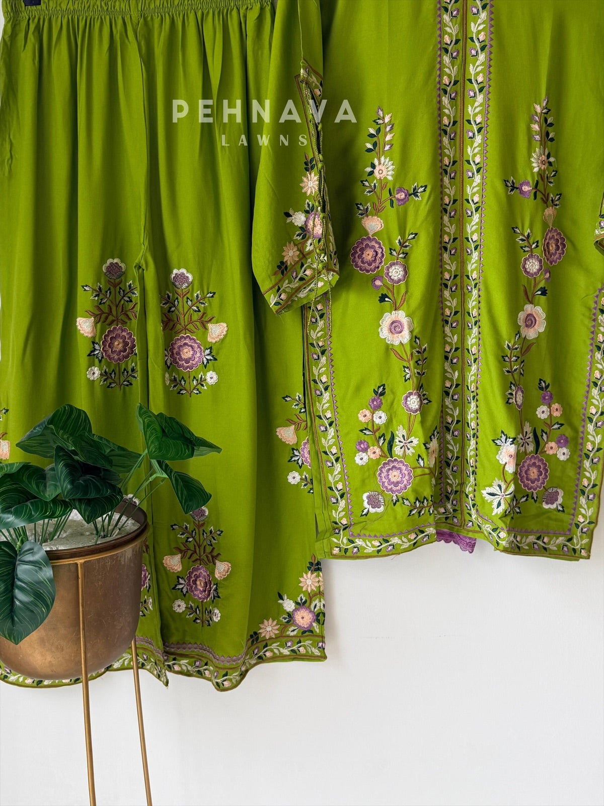 Floral Embroidered Three Piece Suit