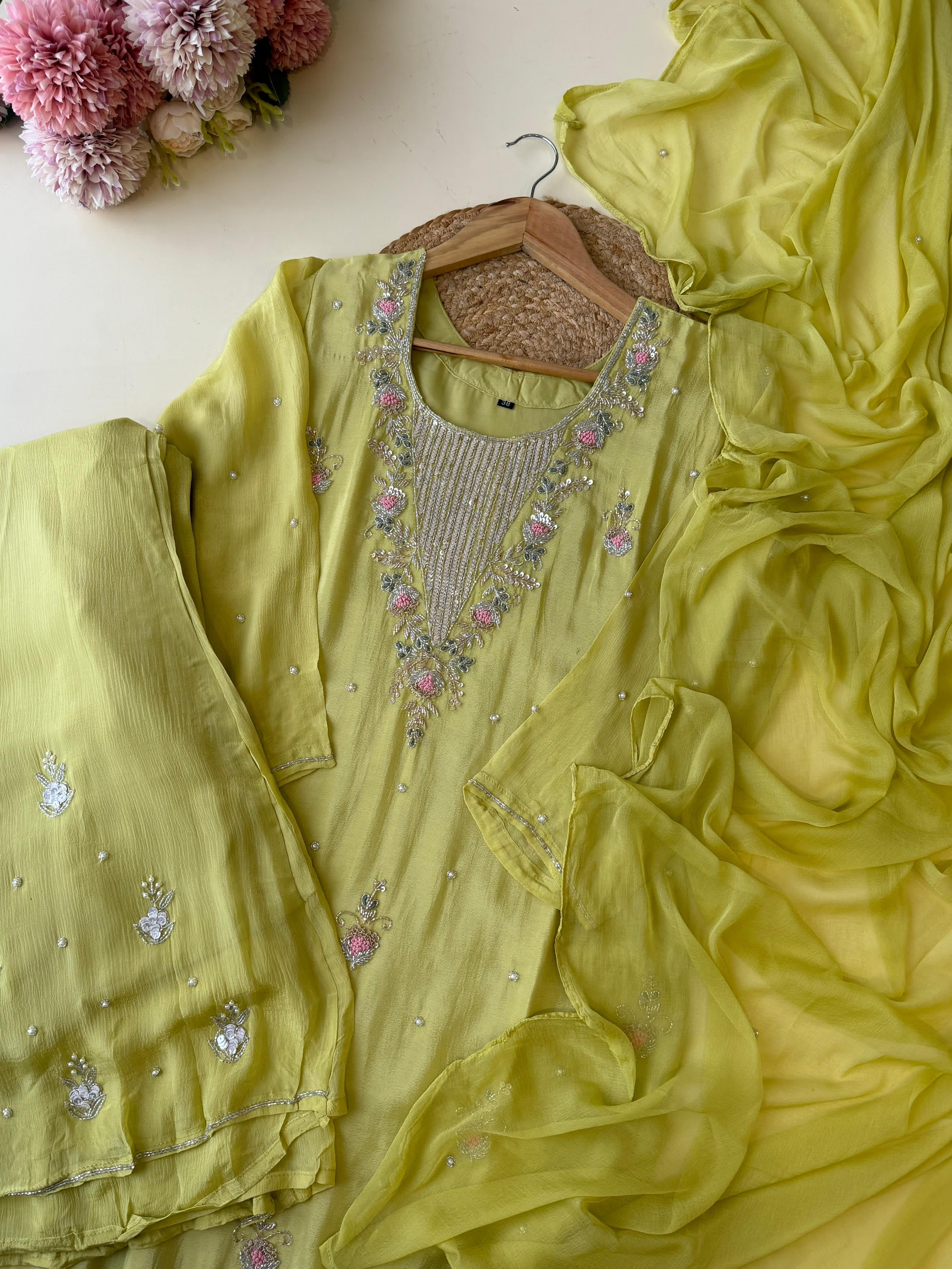 Chinnon handworked suit with Sharara Bottom