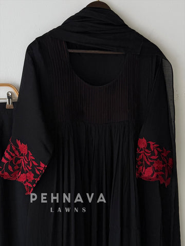 Embroidered Border Anarkali Ensemble