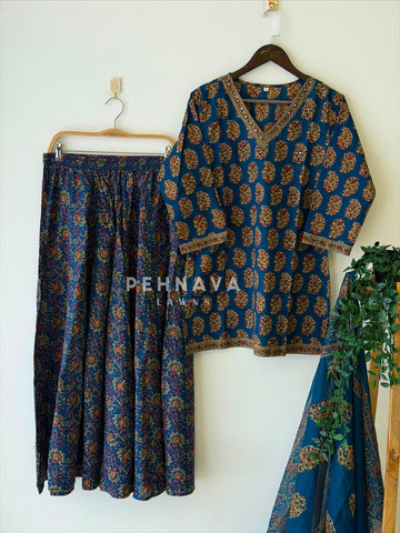 Floral Block Print Three Piece Set 6003