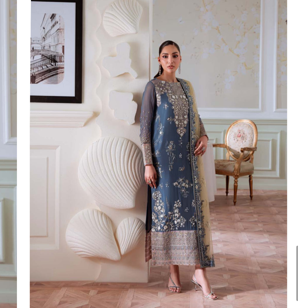 Midnight Bloom Chiffon Suit