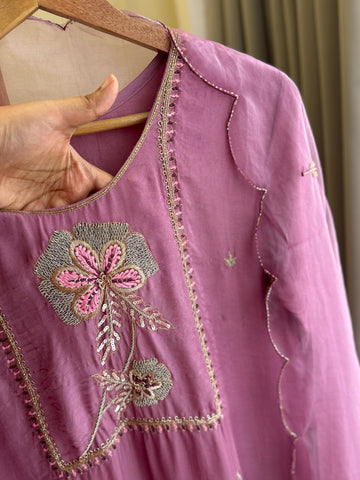 Russian Silk Hand Embroidery Suit