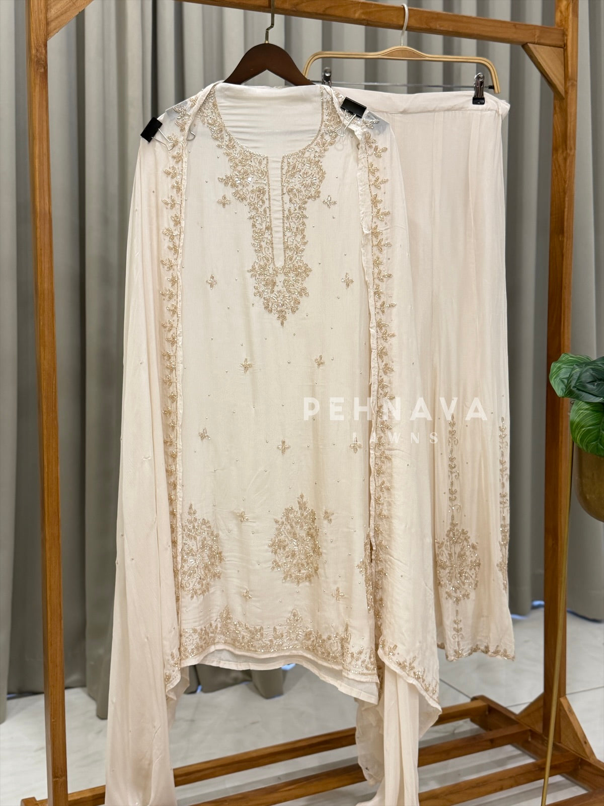 Premium Chinnon Handworked Semi Stitched Suit