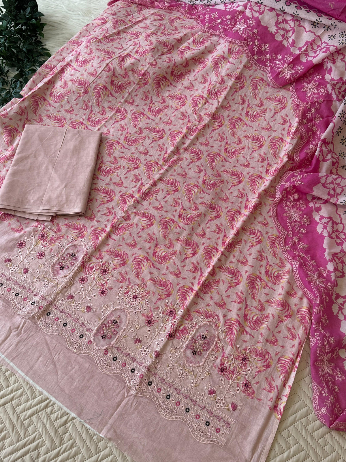Cotton Embroidered Suit Ft. Cotton Dupata-4