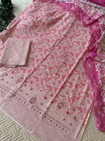 Cotton Embroidered Suit Ft. Cotton Dupata-4