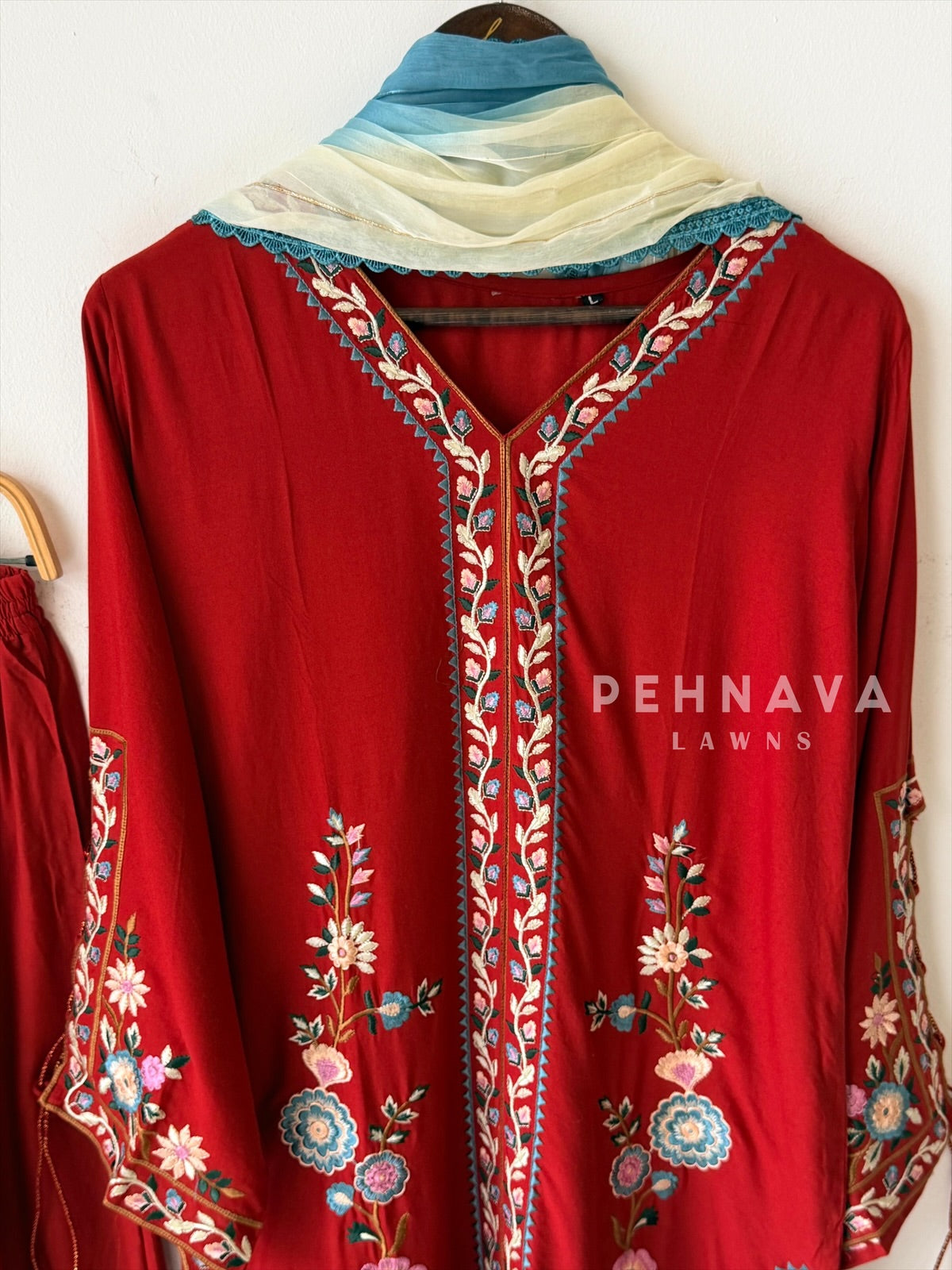 Floral Embroidered Three Piece Suit