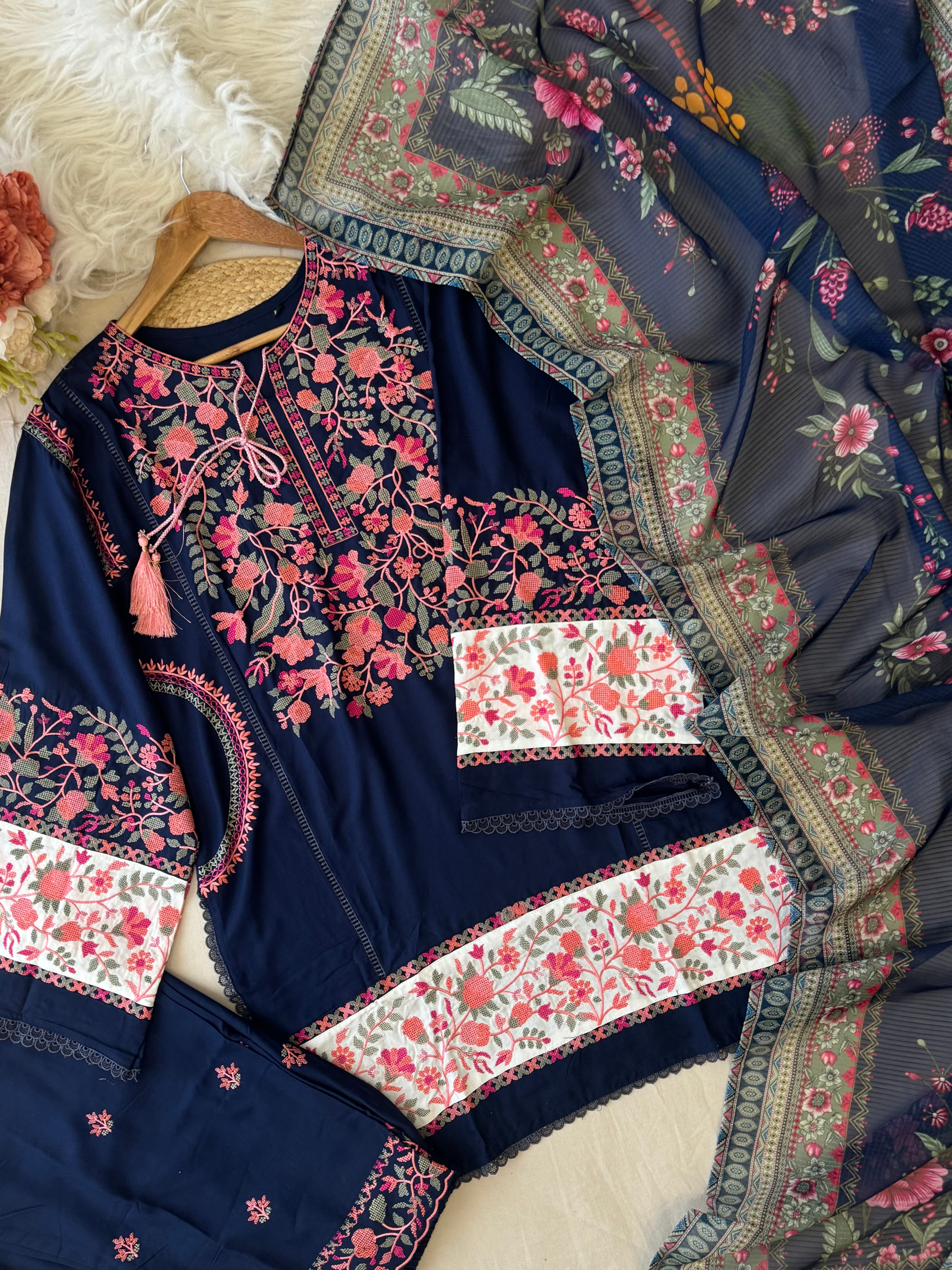 Bell sleeved Cotton Rayon suit