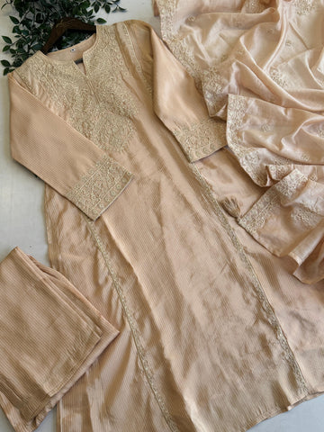 Silk Blend Kurta with Intricate Thread Embroidery - Pehnava Lawns