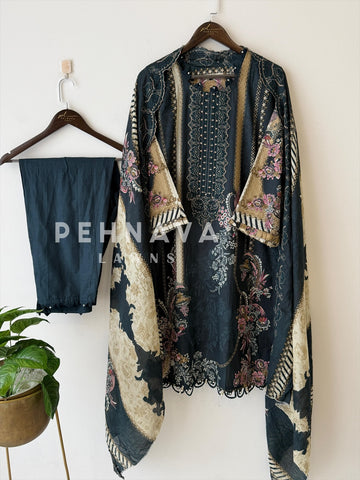 Signature stitched Suit-406 Blue