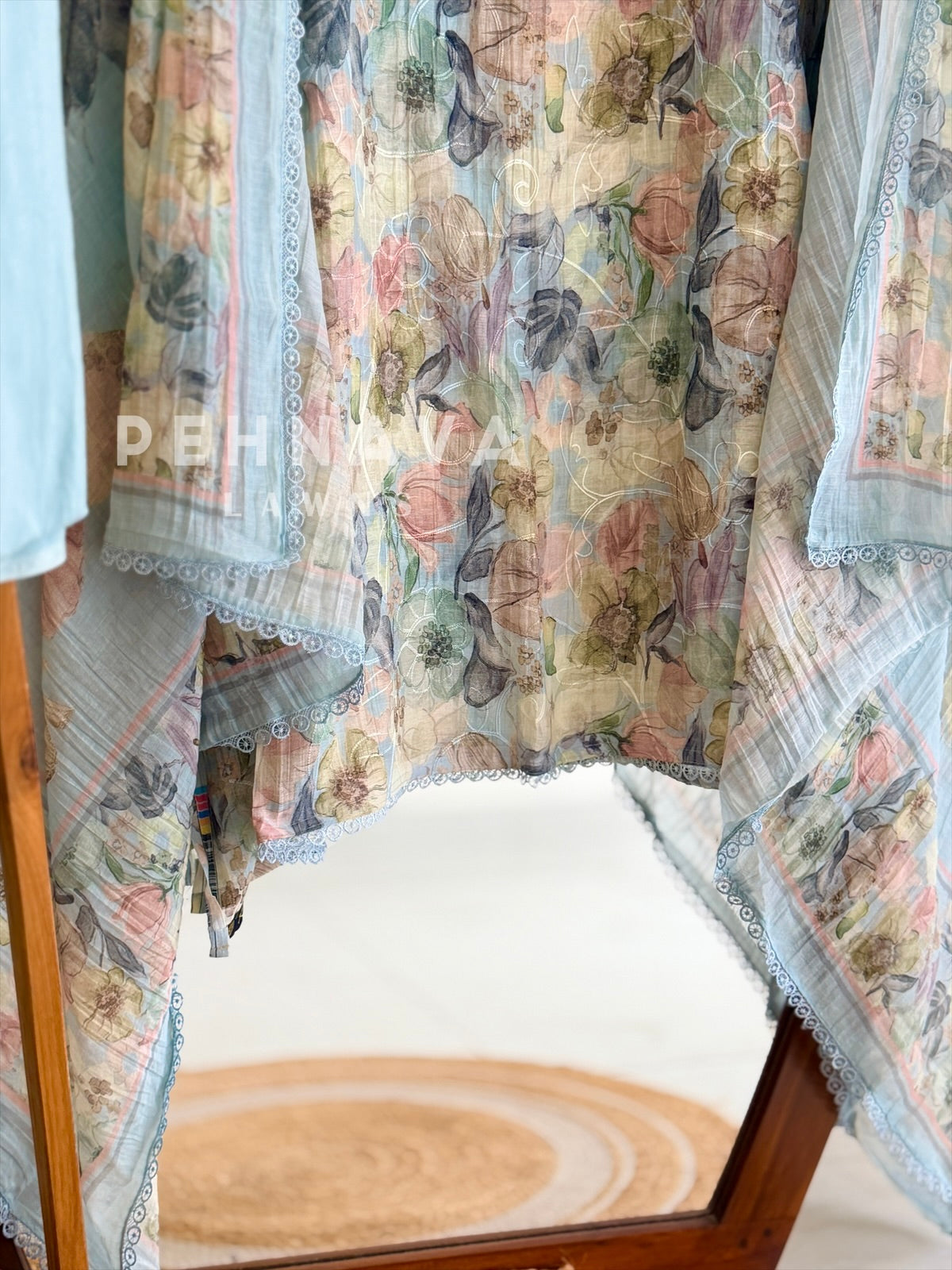 Floral Embroidered Mulchanderi Suit