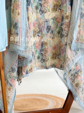 Floral Embroidered Mulchanderi Suit