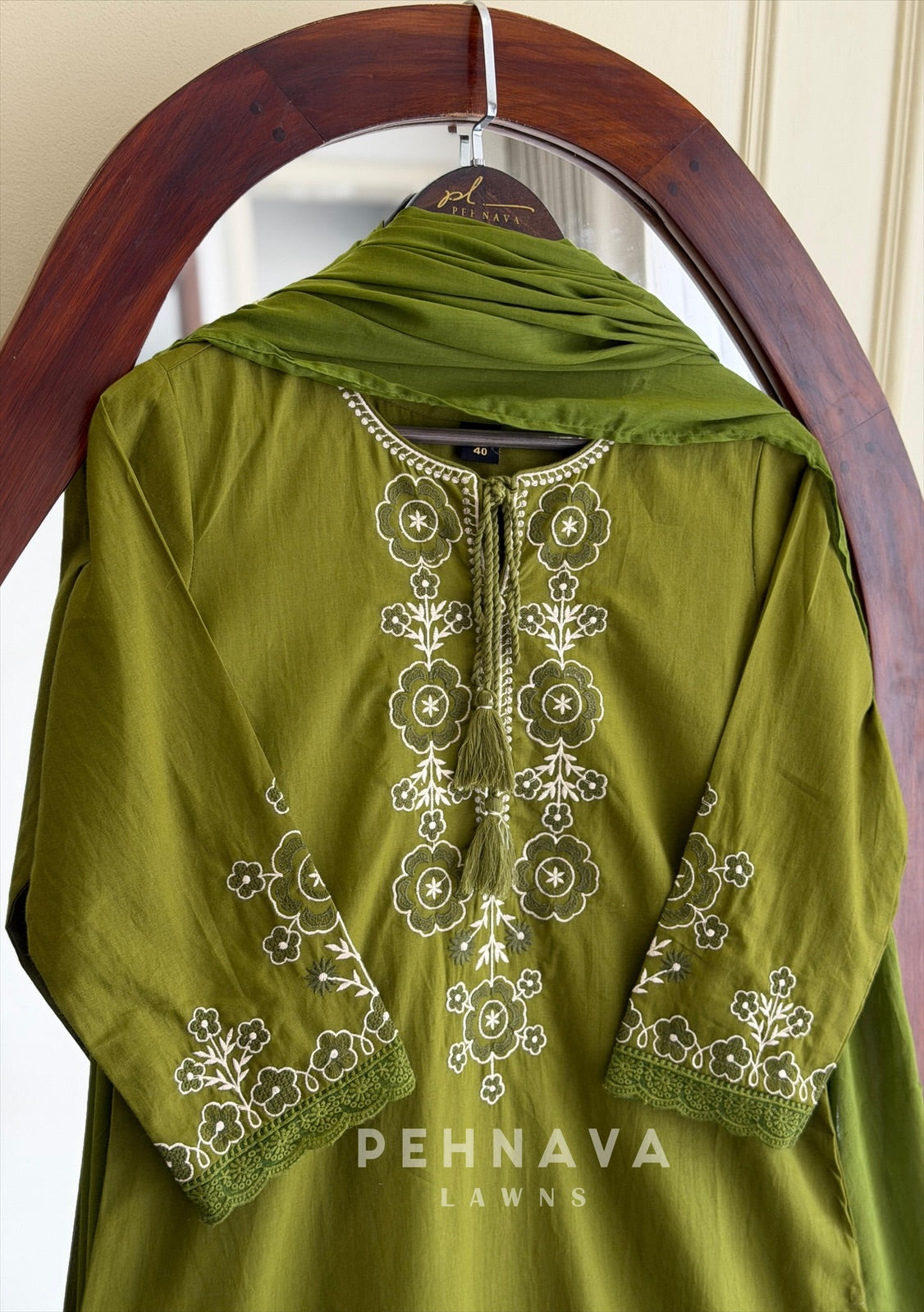 Floral Embroidered Cotton Suit Set
