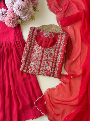 Heavy Handworked Tissue suit with sharara-56671