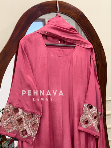Sleeve Embellished Three Piece Set-6214
