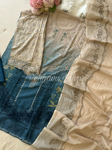 Cotton Embroidered Suit with Cotton Dupata