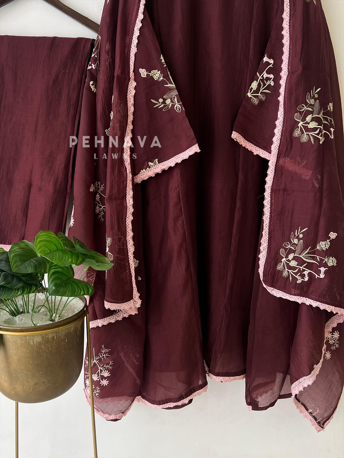 Lace-Trimmed Embroidered Suit-4139 - Pehnava Lawns