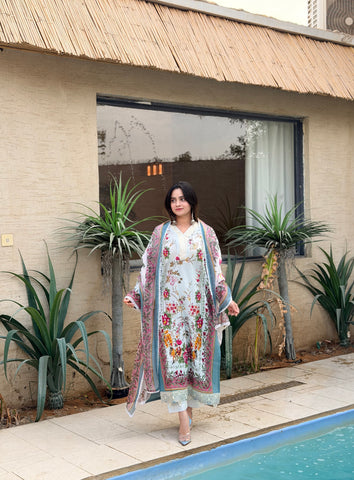 Embroidered Flower Charm Pak-Suit 1359