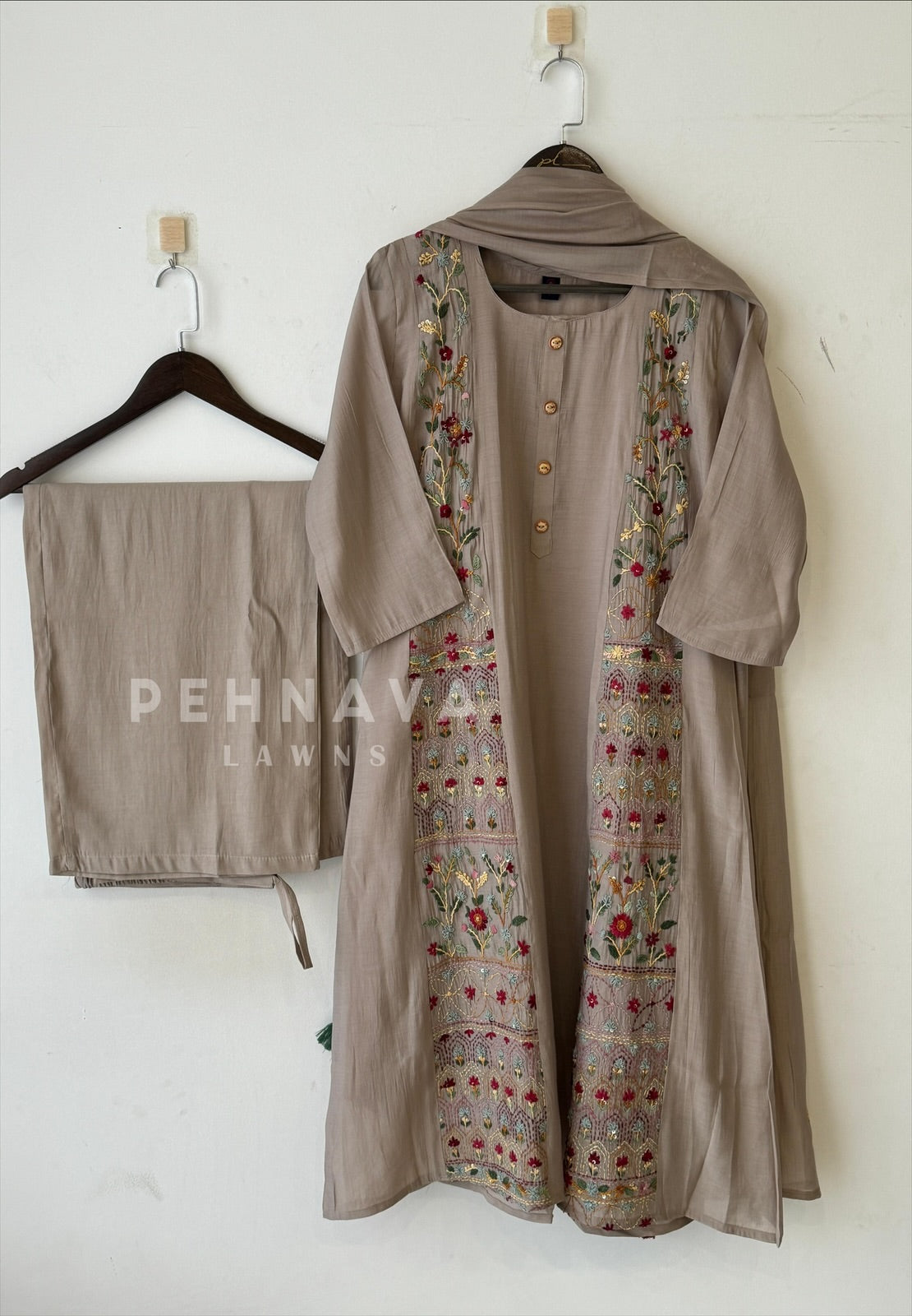 Chanderi Embroidered Suit Set