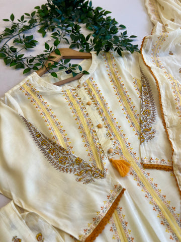 Muslin Flared floral Anarkali Suit-3901