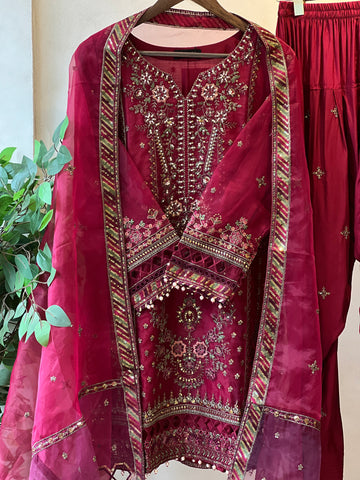 Sadabahar Organza Heavy Handworked Suit